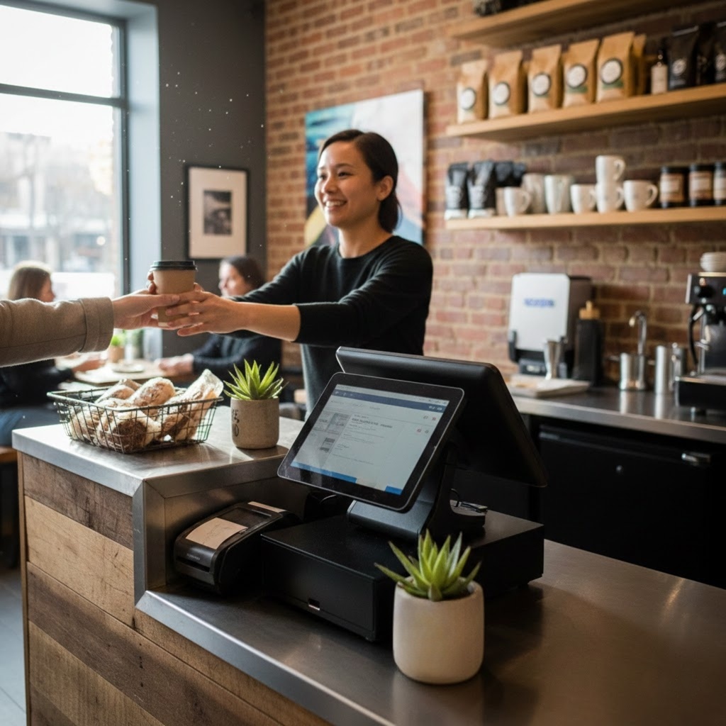 Moderner Kassenarbeitsplatz im Einzelhandel